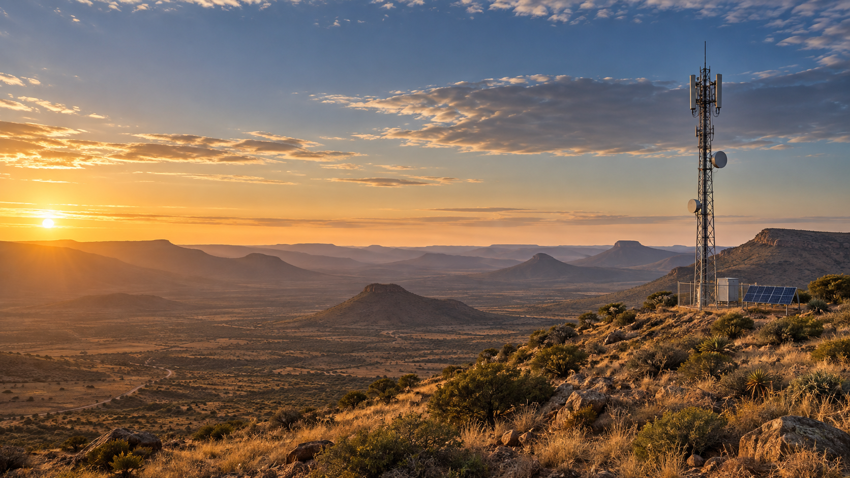 Wireless high-site overlooking the Karoo landscape
